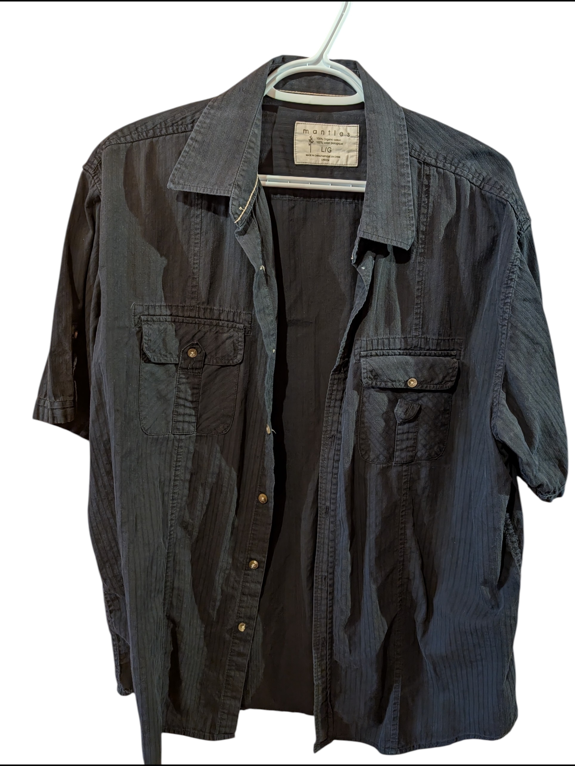 Men's Short Sleeve Button-Up Shirt In Charcoal